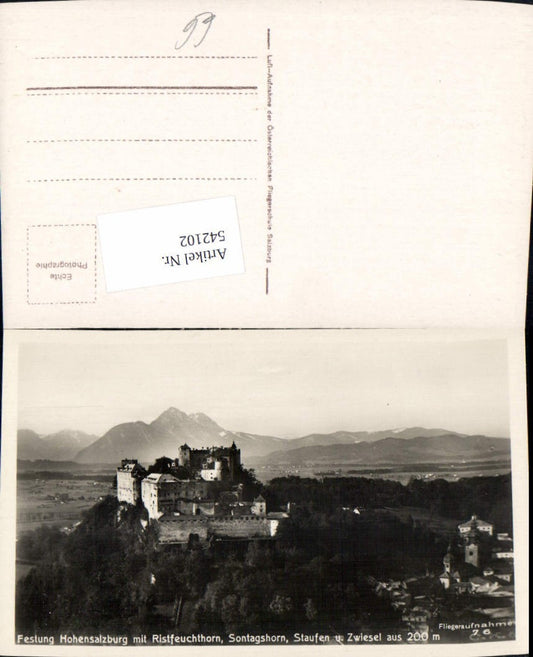 542102, great aerial photograph 76 Salzburg city Hohensalzburg fortress