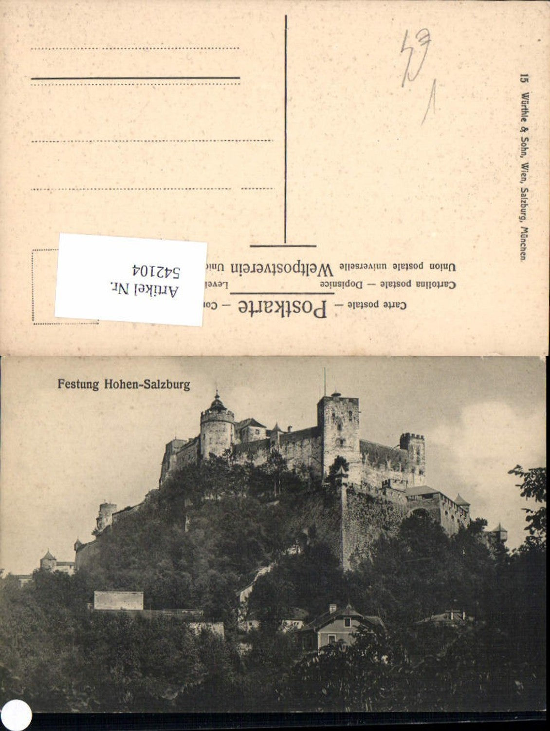 542104, Salzburg City Hohensalzburg Fortress pub Würthle 15