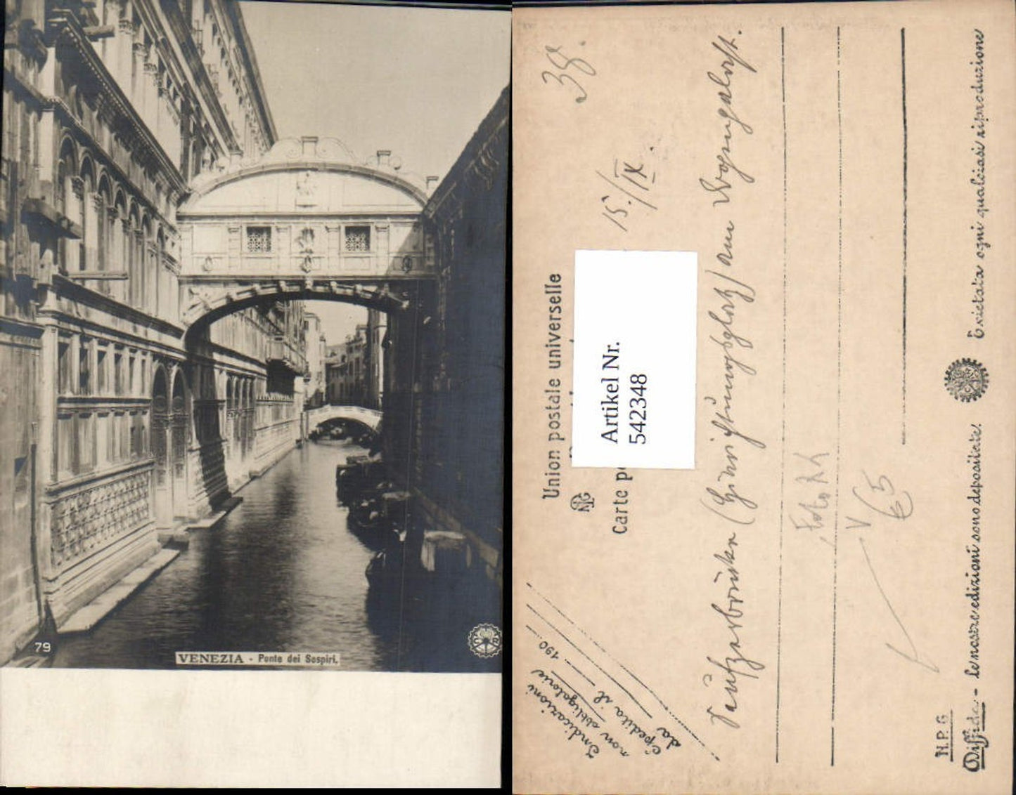 542348,tolle Foto-AK Veneto Venezia Venedig Ponte die Sospiri pub NPG 79