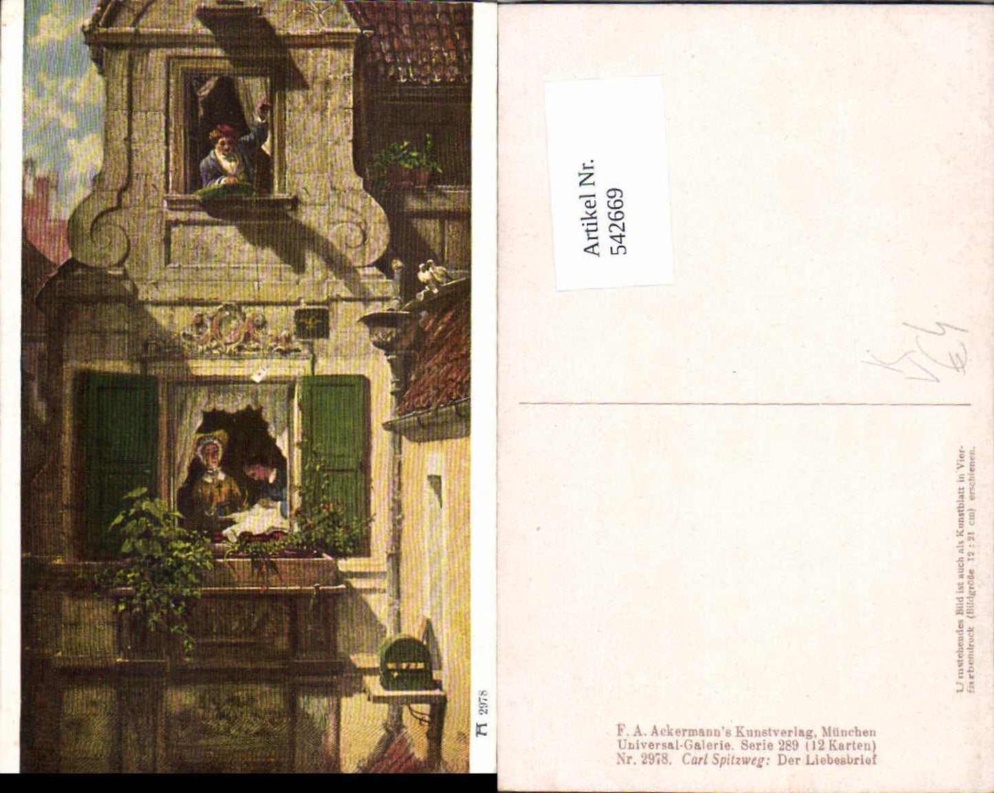 542669,Künstler AK Carl Spitzweg Liebesbrief Brief pub Ackermann 2978
