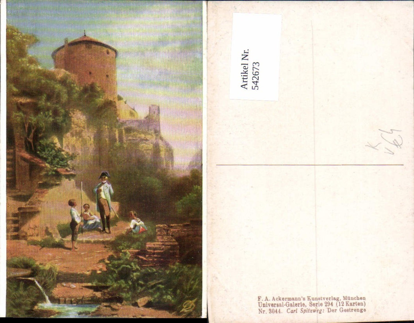 542673,Künstler AK Carl Spitzweg der Gestrenge pub Ackermann 3044