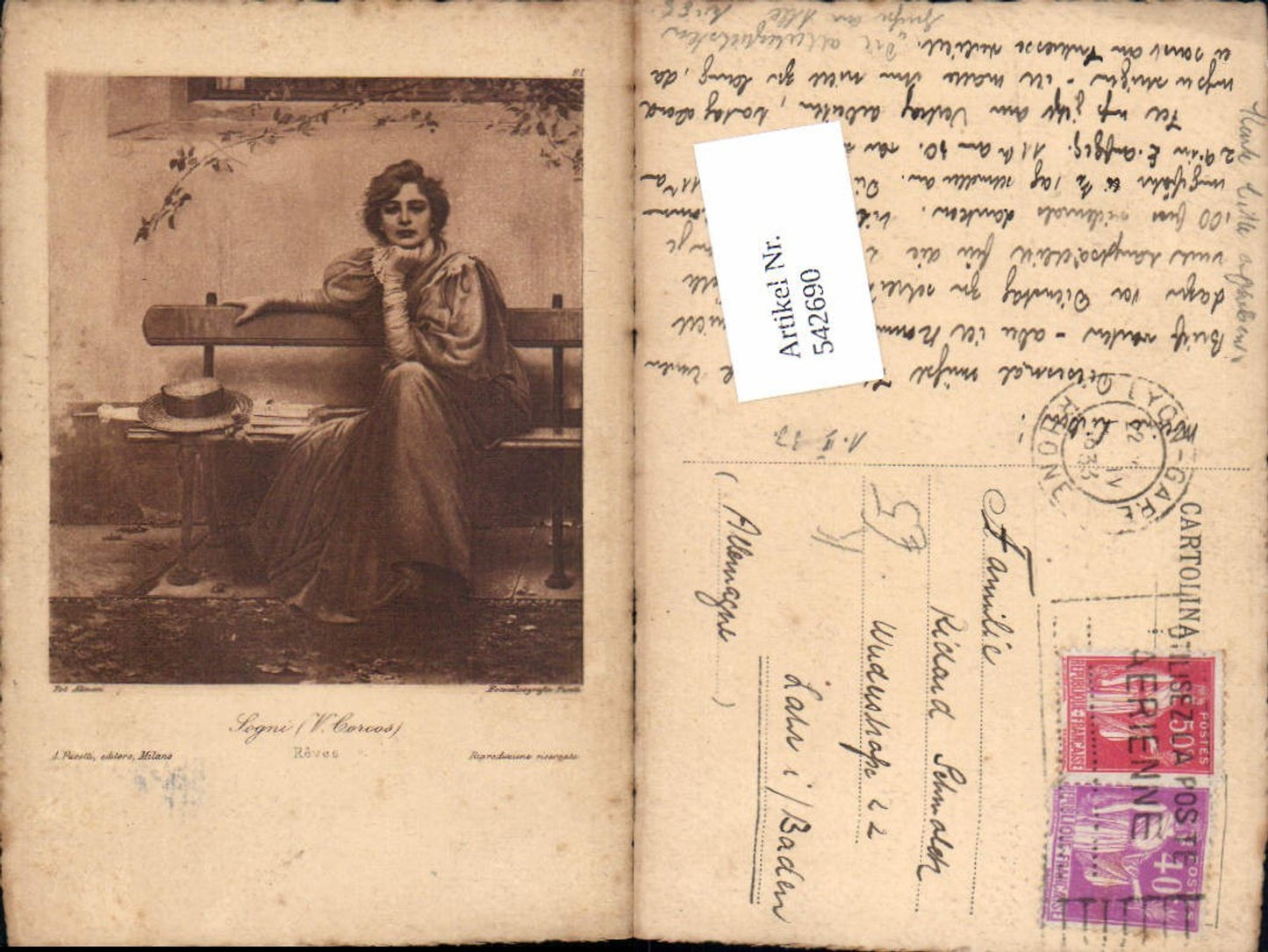 542690,Künstler AK V. Corcos Sogni Frau Hut