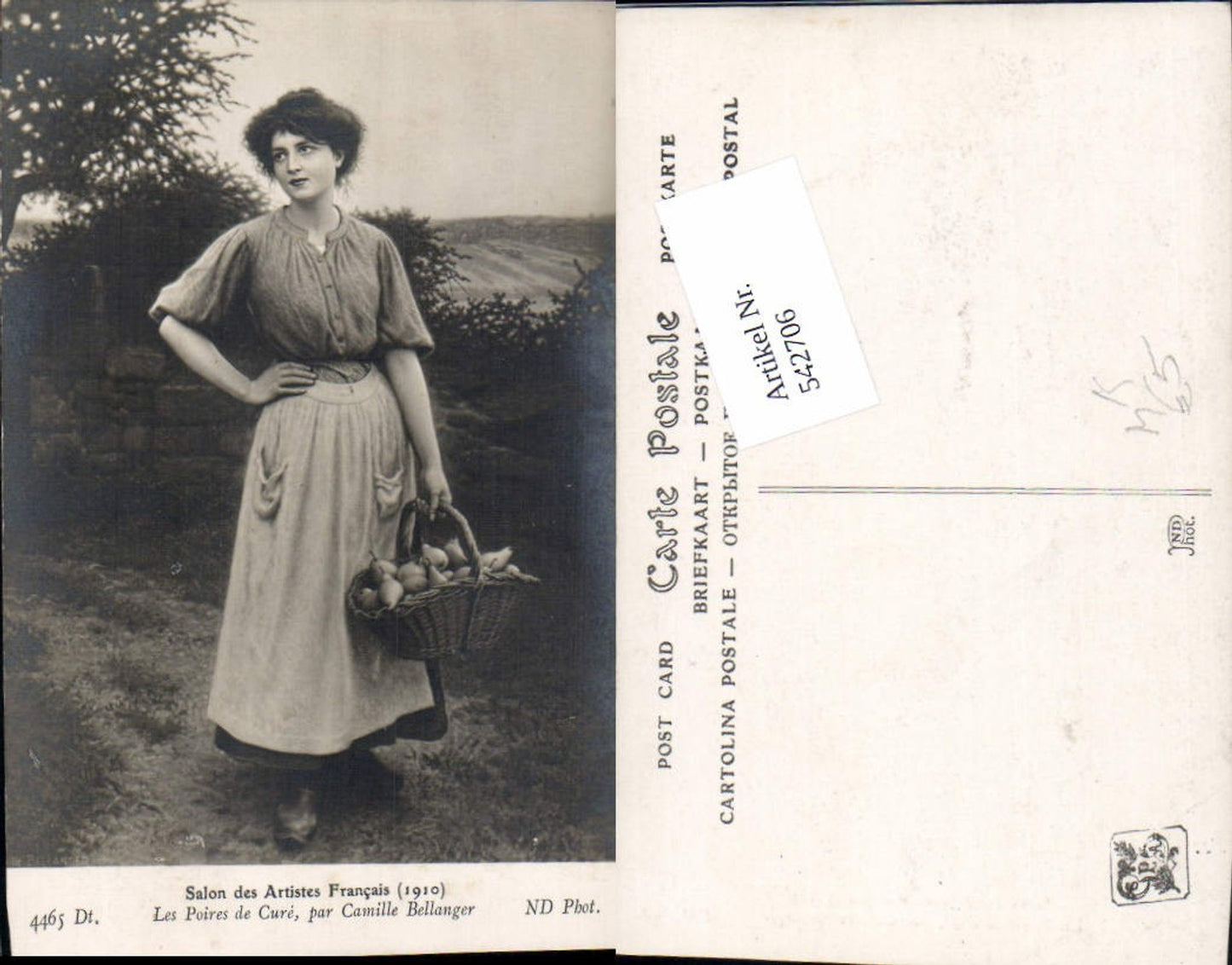 542706,Künstler AK Camille Bellanger Frau Korb Birnen Obst Salon des Artistes Francais