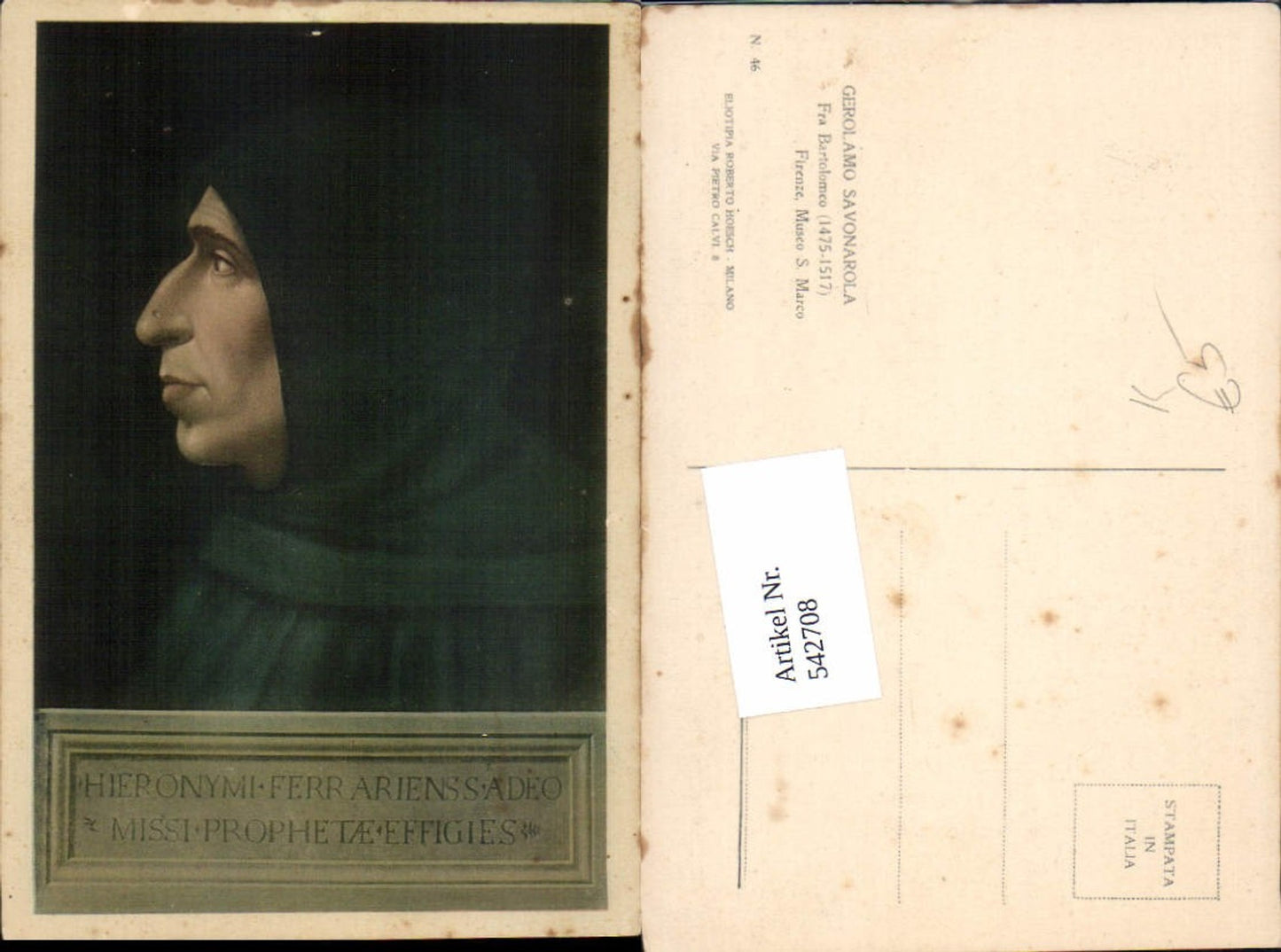 542708,Künstler AK Gerolamo Savonarola Frau Bartolomeo Firenze