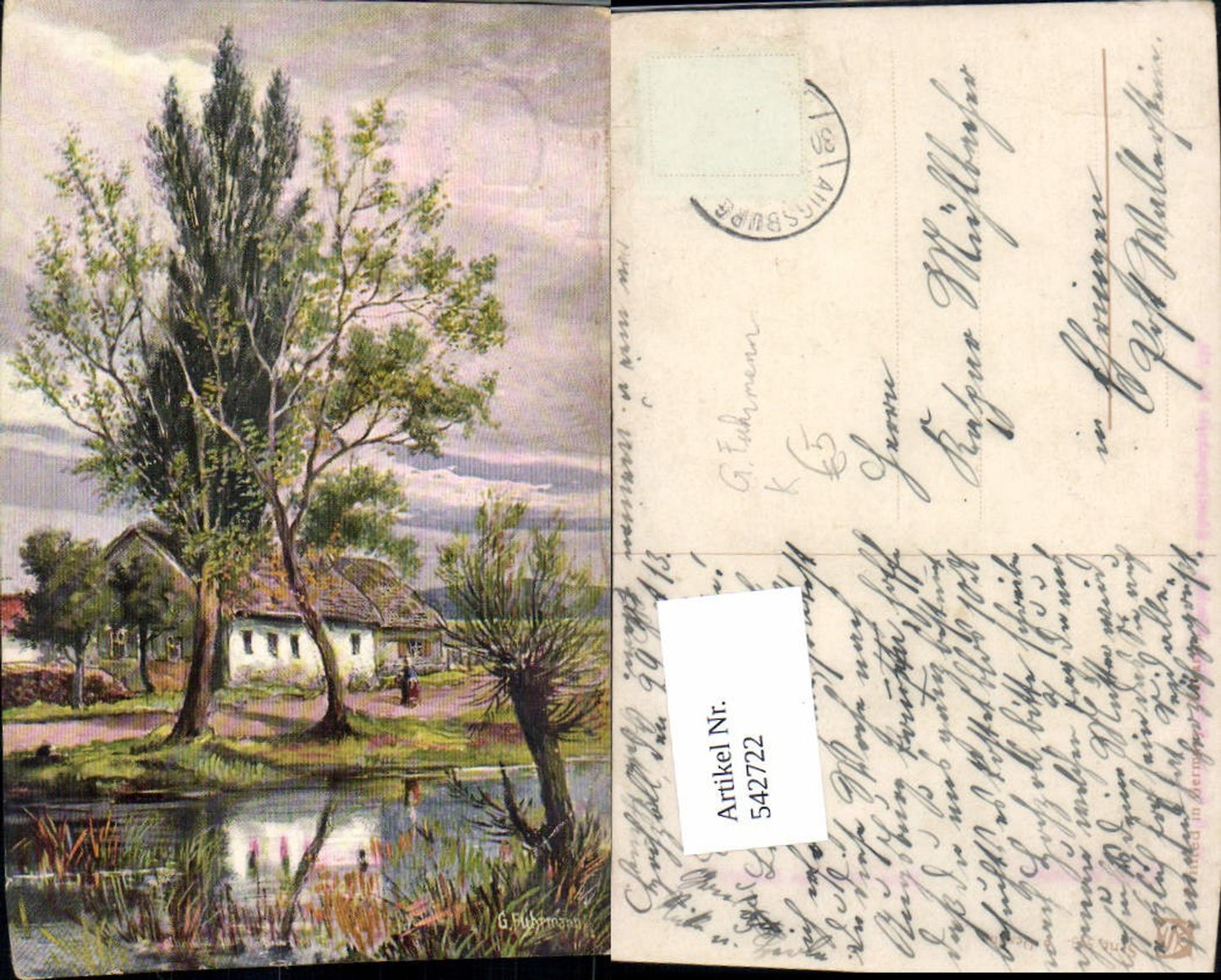 542722,Künstler AK G. Fuhrmann haus Bach landschaft