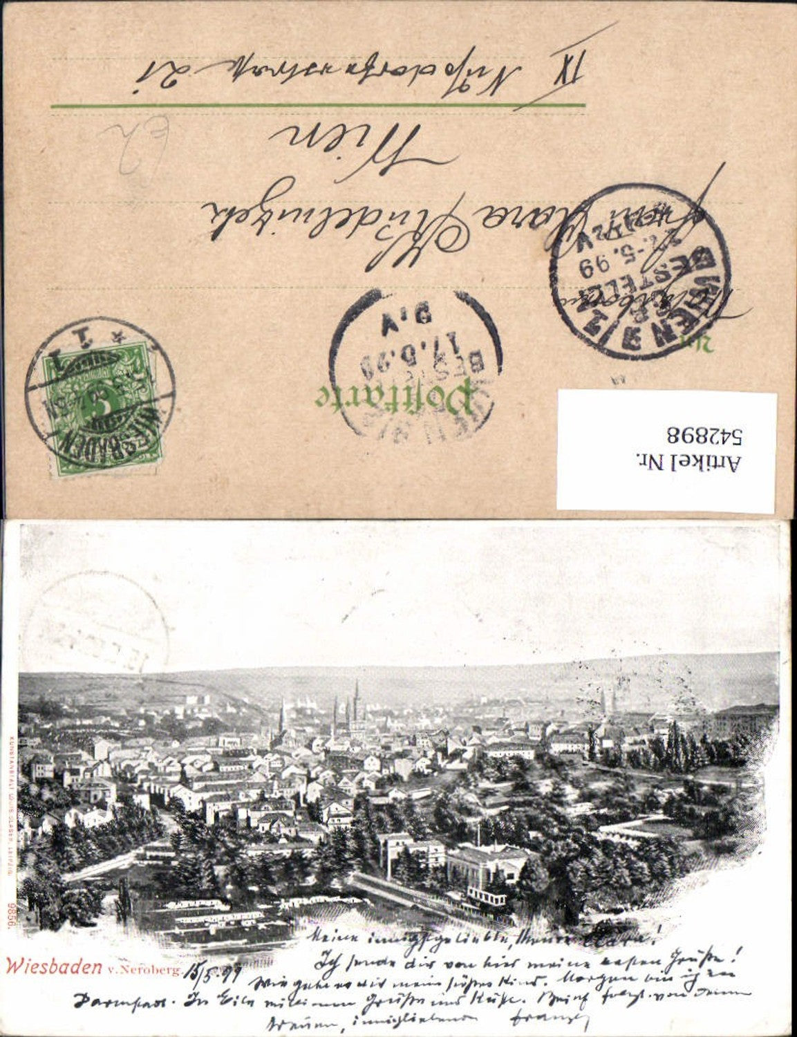 542898,Künstler AK Wiesbaden vom Neroberg 1900