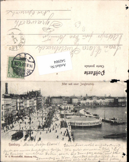 542904,tolle AK Hamburg Jungfernstieg Tram Tramway Straßenbahn
