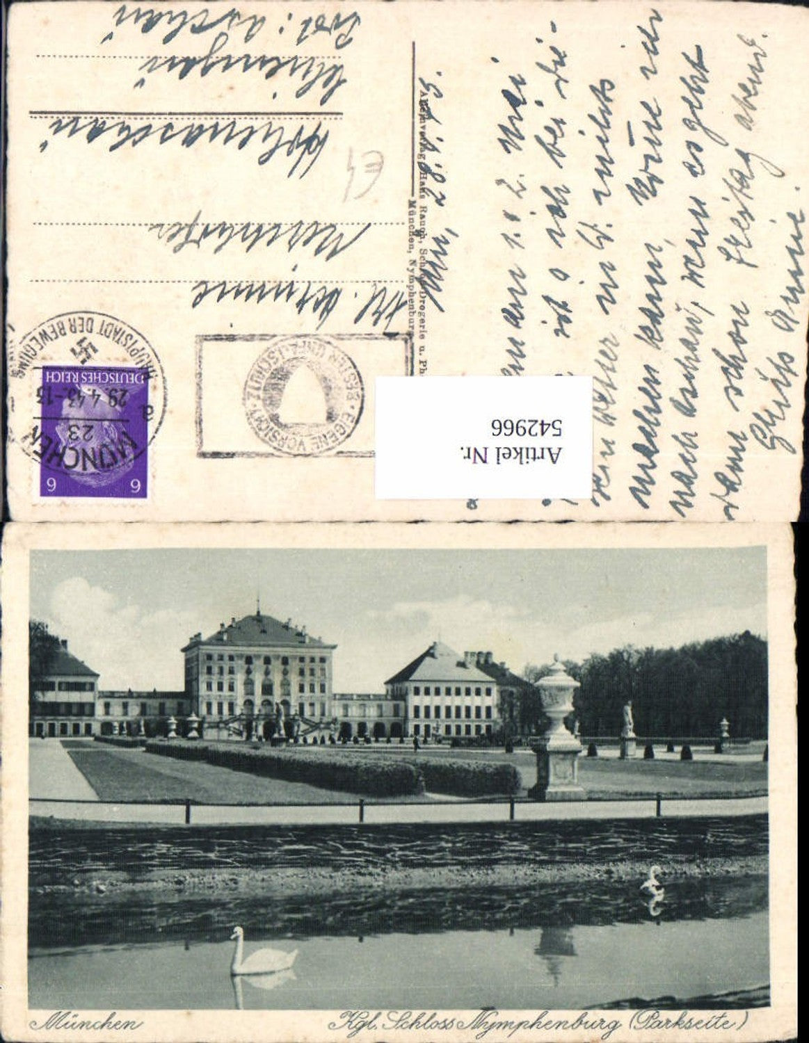 542966,München Schloss Nymphenburg Parkseite Schwan