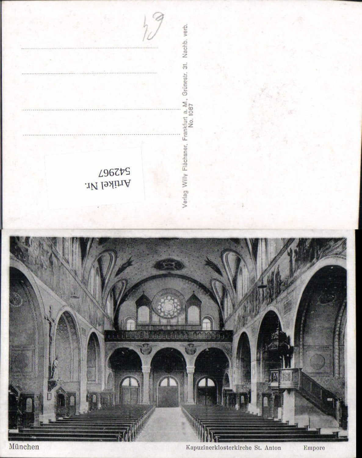 542967,München Kapuzinerklosterkirche St Anton Empore Innenansicht Kirche