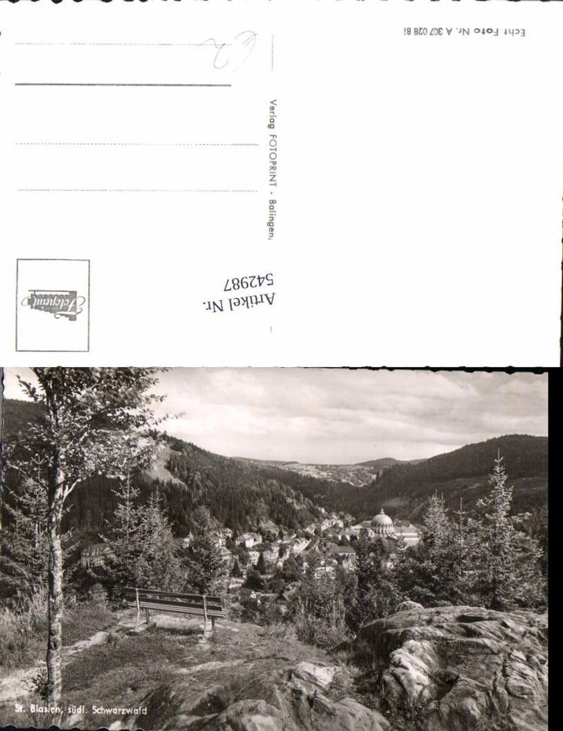 542987, Photo postcard St. Blasien Black Forest view with bridge in the foreground