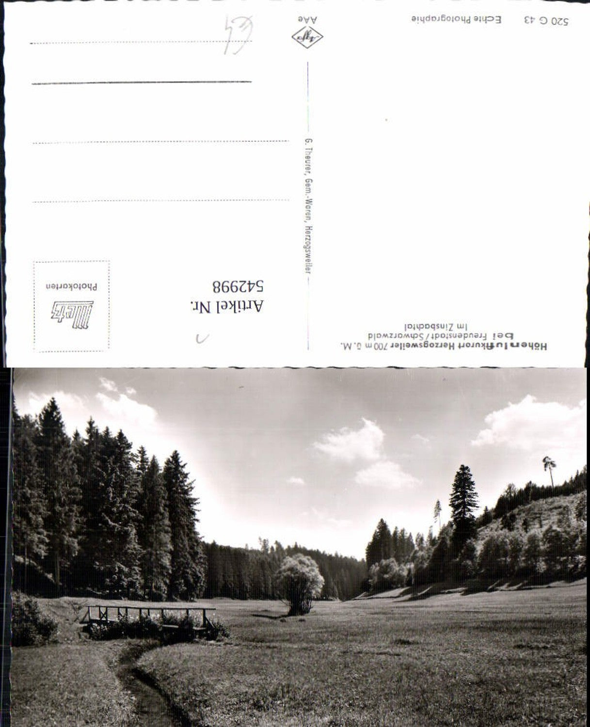 542998,Foto Ak Pfalzgrafenweiler Freudenstadt Schwarzwald Zinsbachtal Brücke