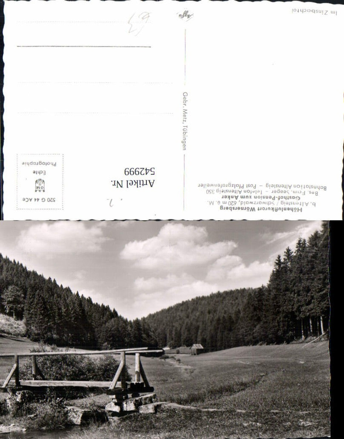 542999,Foto Ak Pfalzgrafenweiler Freudenstadt Schwarzwald Zinsbachtal Brücke
