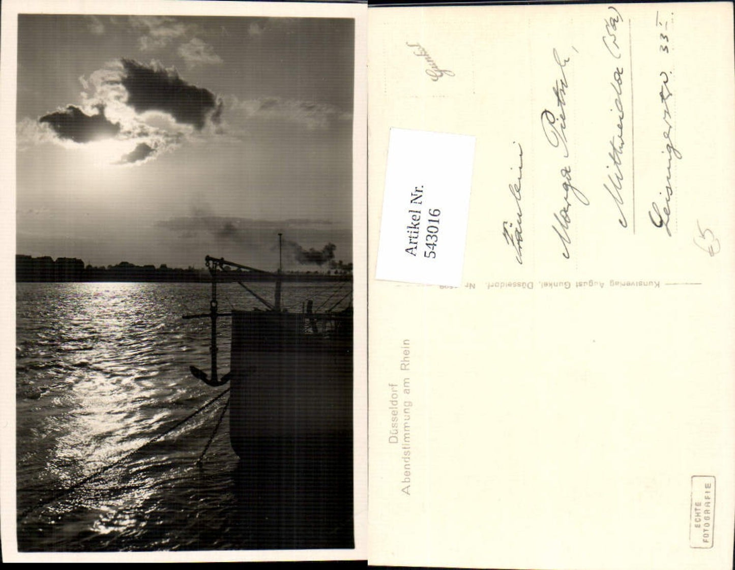 543016,Foto Ak Düsseldorf Abendstimmung a. Rhein