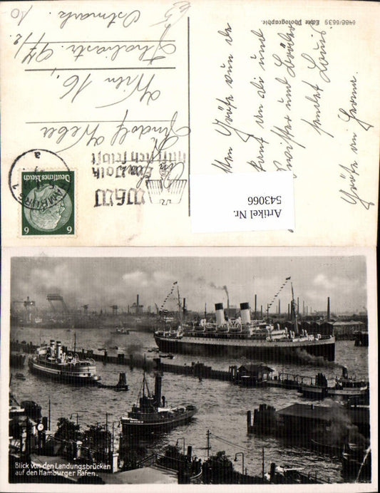 543066,Foto Ak Hamburg Hafen Blick v. d. Landungsbrücken Schiffe Dampfer
