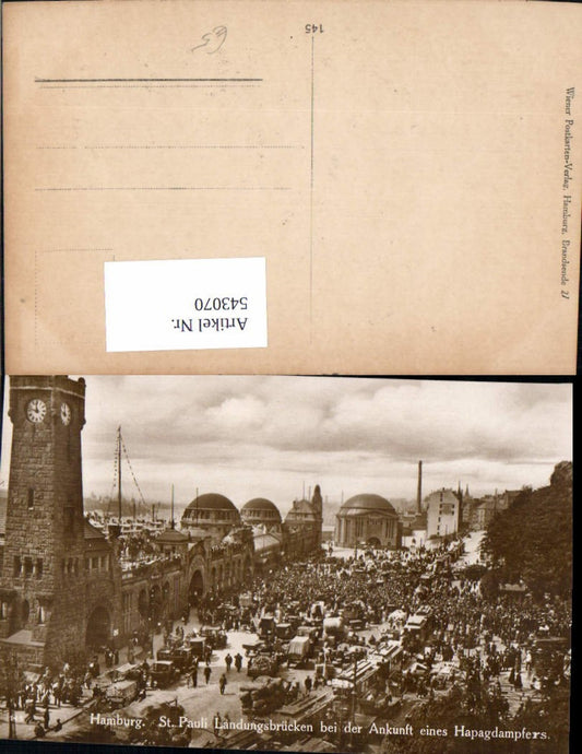 543070,Hamburg St Pauli Landungsbrücken b. d. Ankunft Hapagdampfers
