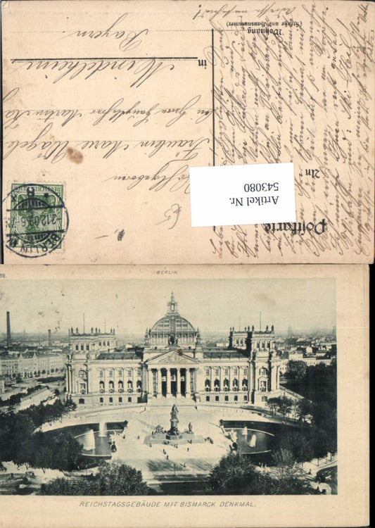 543080,Berlin Reichstagsgebäude m. Bismarck Denkmal