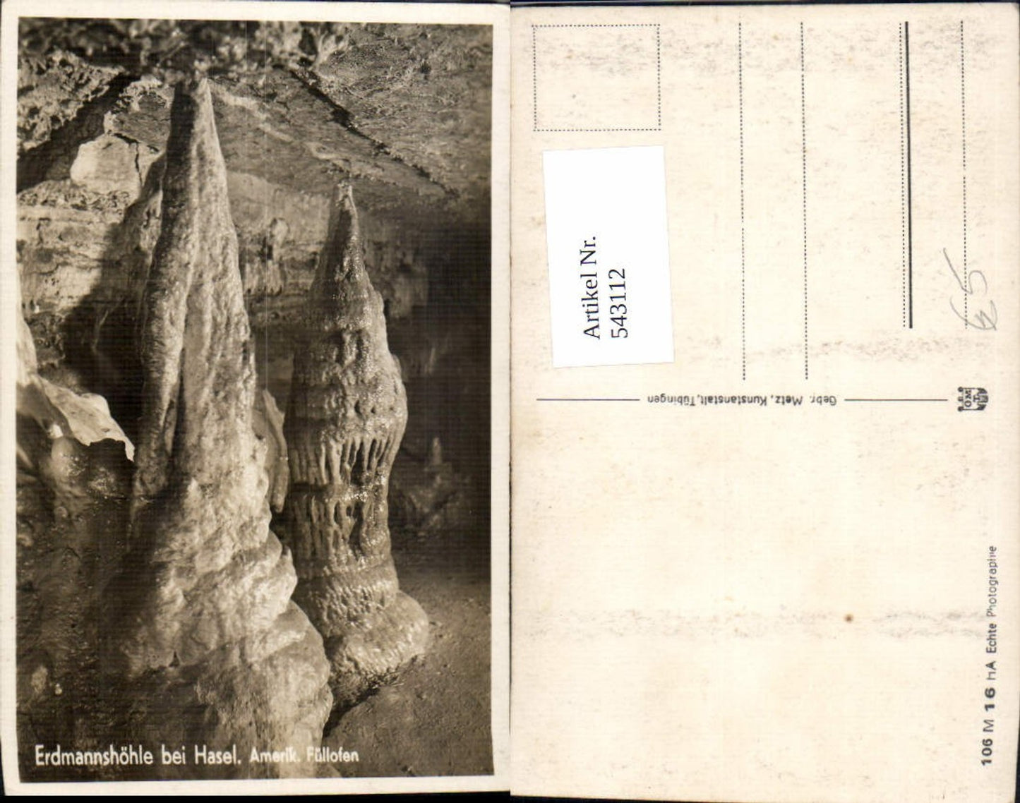 543112,Foto Ak Erdmannshöhle b. Hasel Füllofen