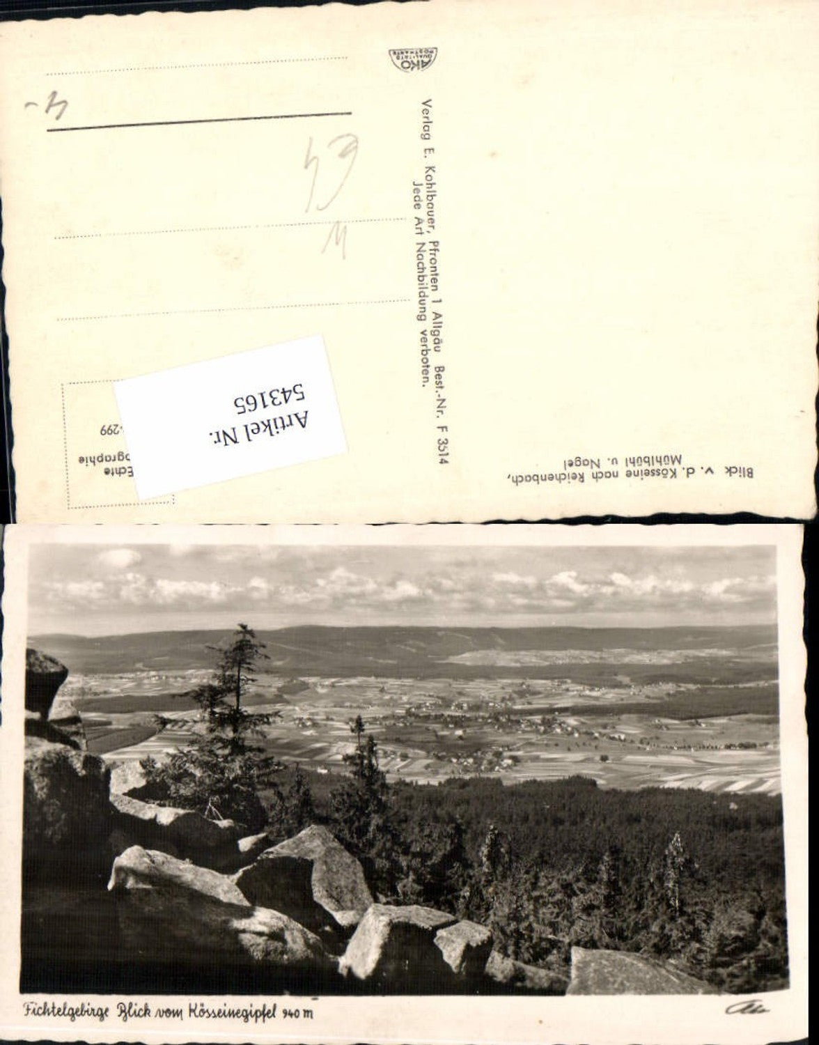 543165, Fichtelgebirge Kösseine summit Reichenbach Mühlbühl Nagel LK Wunsiedel