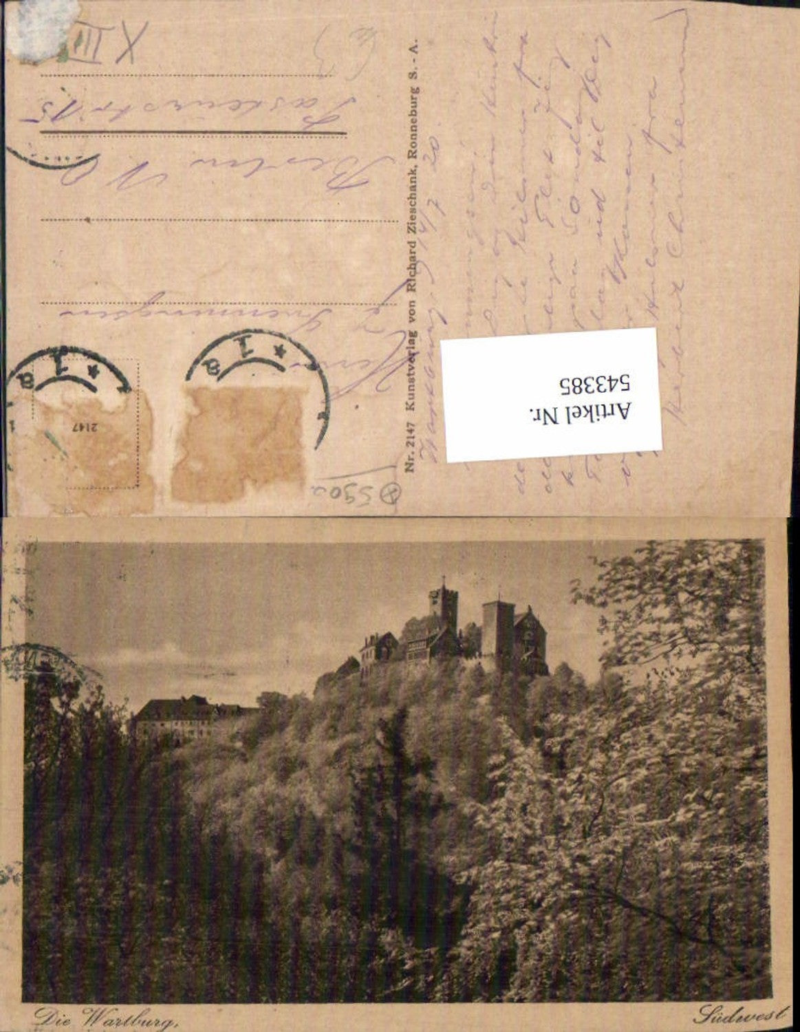 543385, Artist AK Eisenach Wartburg