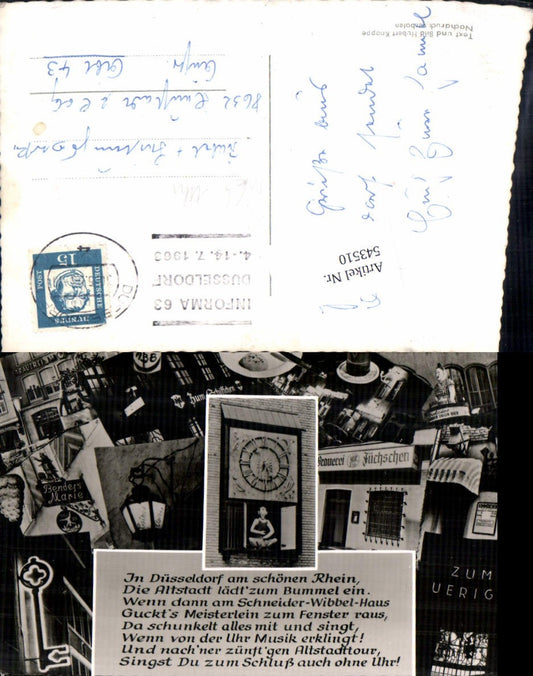 543510,tolle AK Düsseldorf am Rhein Stp. Informa 1963 Sonnenuhr