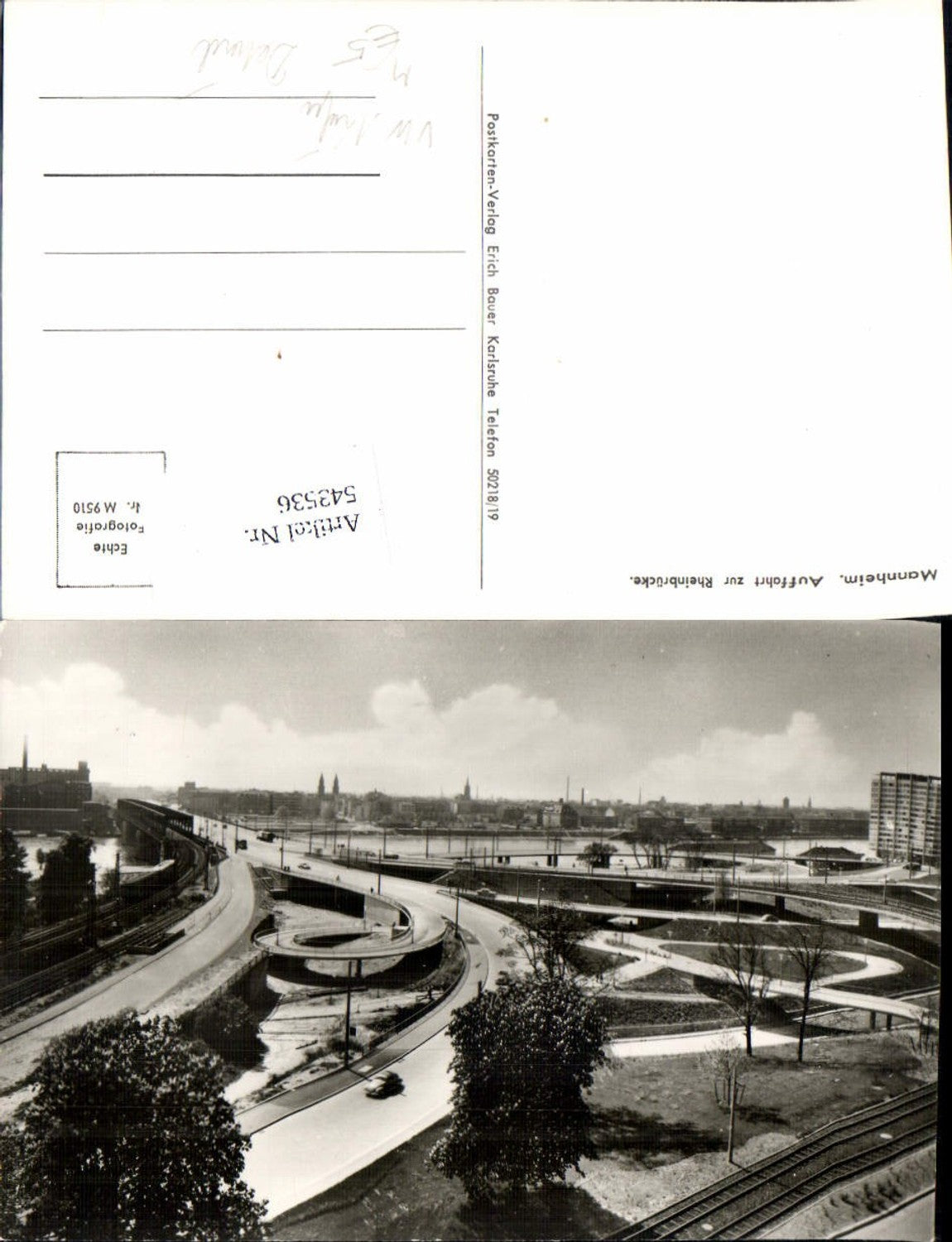 543536,tolle Foto-AK Mannheim Auffahrt zur Rheinbrücke VW Käfer Auto Oldtimer