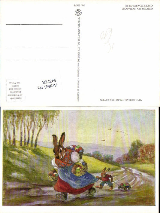 543768, great artist AK Gertrud Schadow Easter Easter bunny personified rabbit eggs Easter eggs