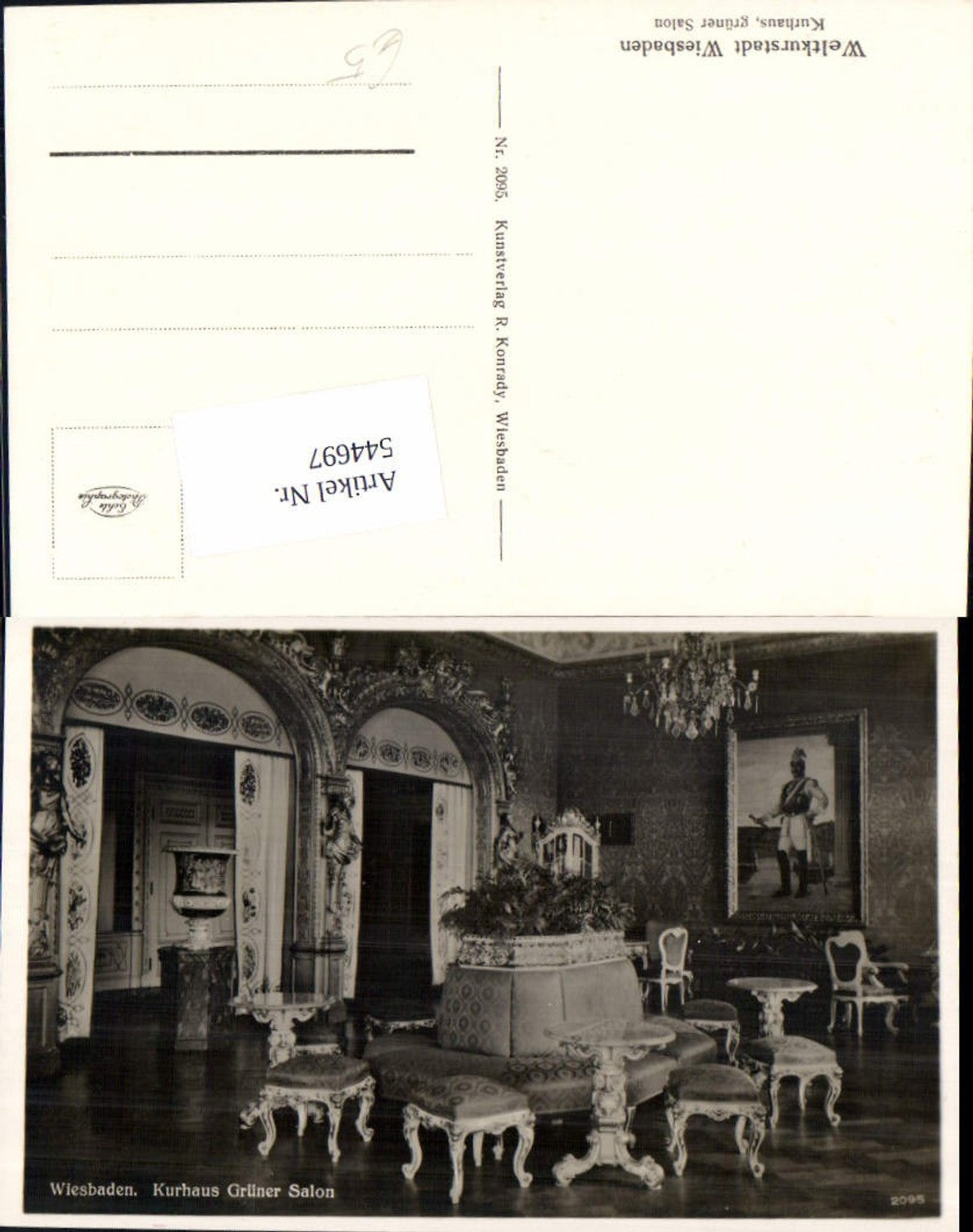 544697,Wiesbaden Kurhaus Grüner Salon Luster Interieur