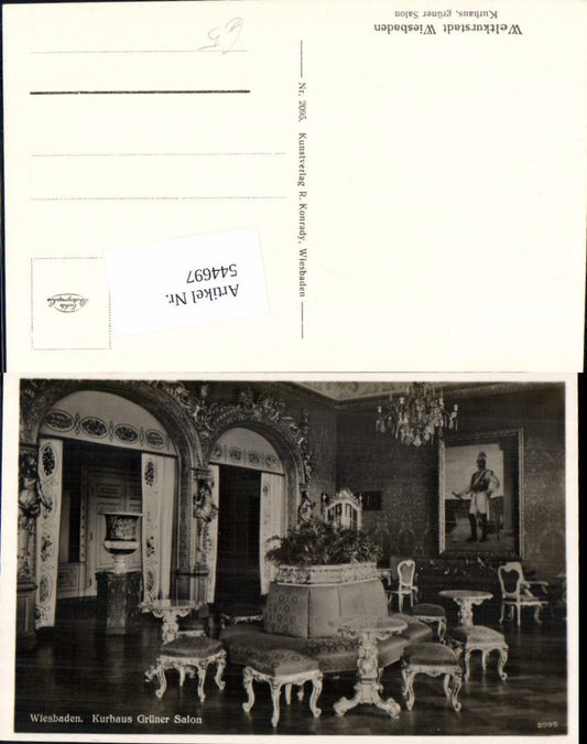 544697,Wiesbaden Kurhaus Grüner Salon Luster Interieur