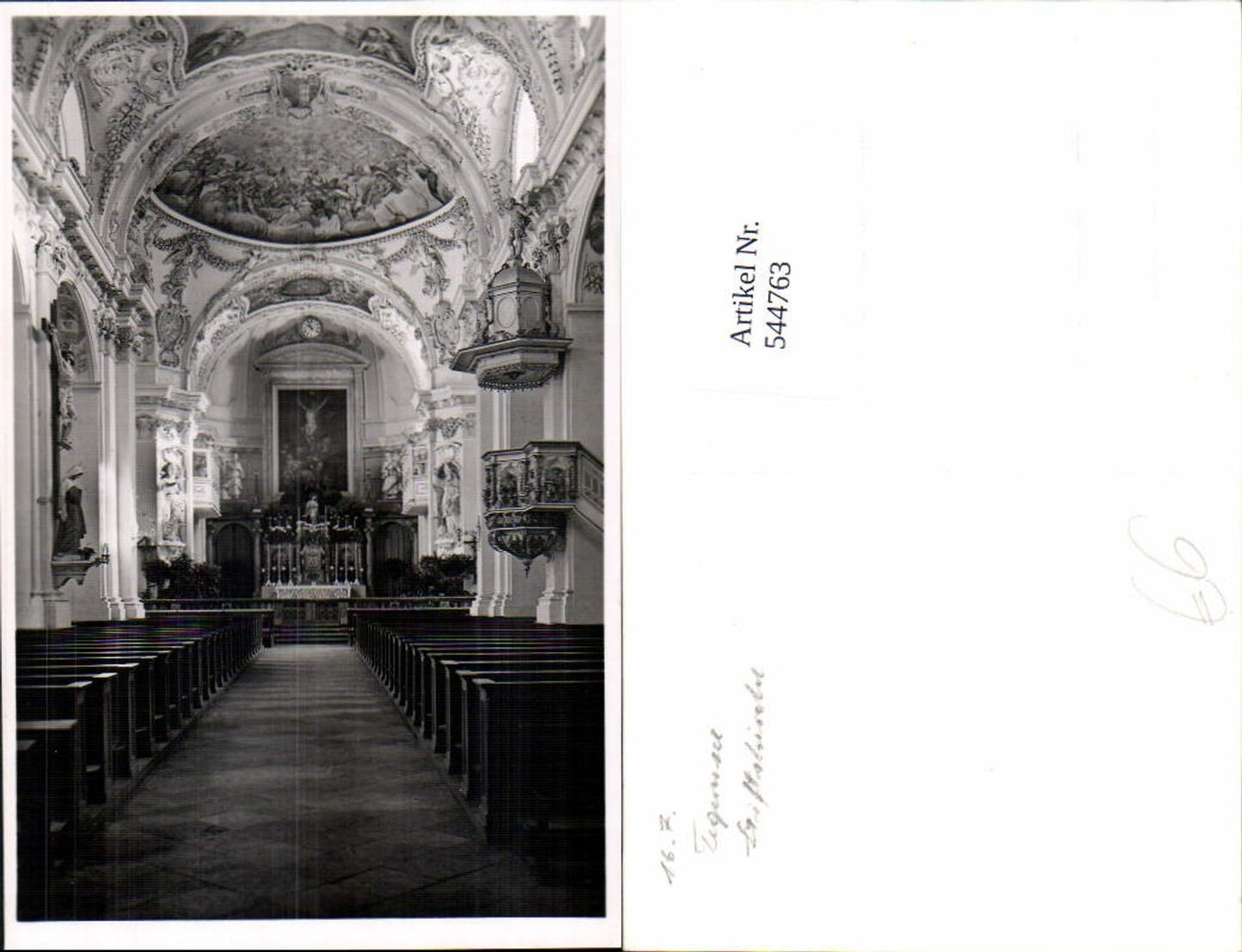 544763,tolle Foto-AK Tegernsee Stiftskirche Innen