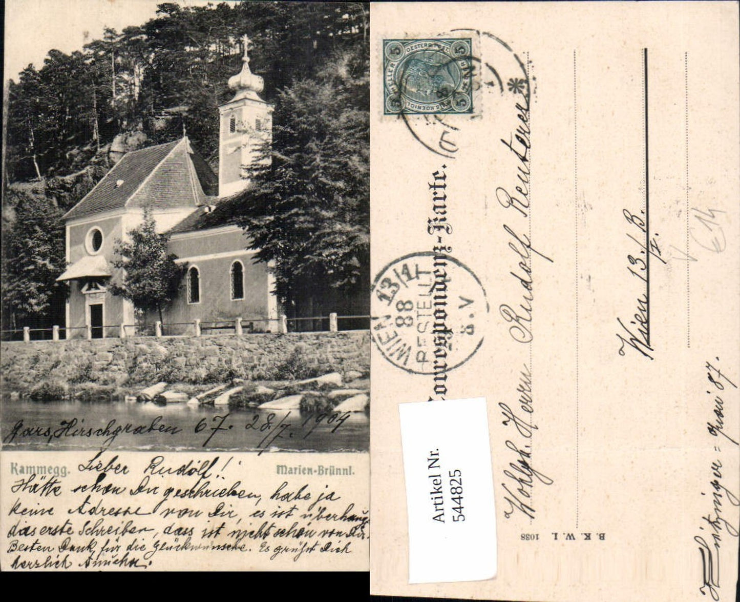 544825,tolle AK Kammegg bei Gars am Kamp Marien Brünnl 1904