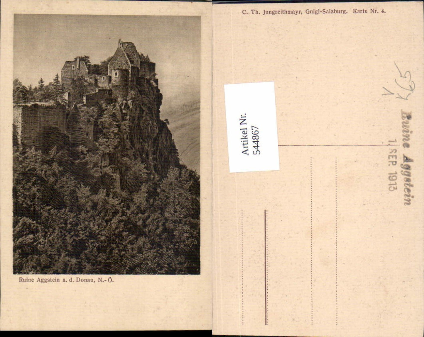 544867,tolle Künstler AK Ruine Aggstein a.d. Donau Wachau Aggsbach