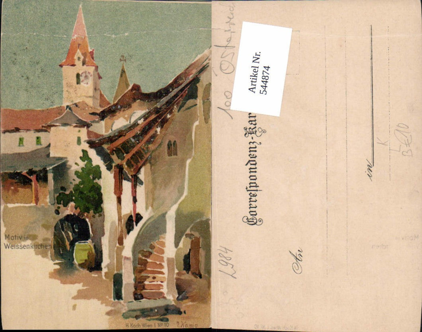 544874,tolle Künstler AK J. König Motiv in Weissenkirchen Wachau Gasse