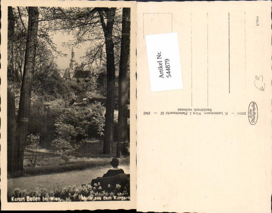 544879,seltene Foto-AK Baden bei Wien Park Partie