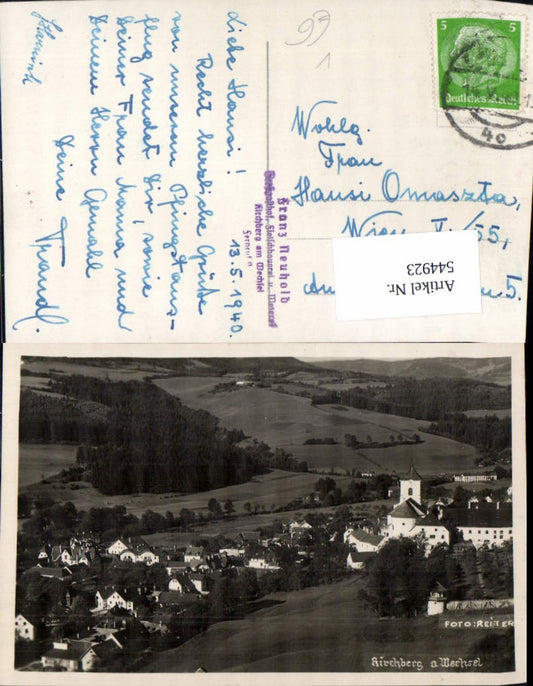 544923,tolle Foto-AK Kirchberg am Wechsel pub Foto Reiter Stp. Neuhold Fleischhauerei