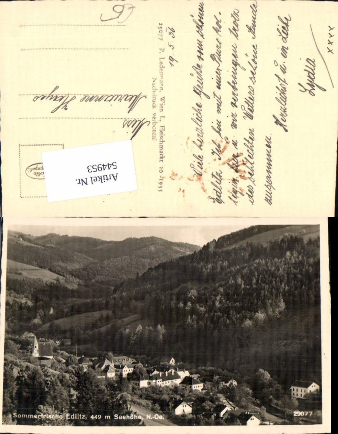 544953,tolle AK Edlitz bei Aspang am Wechsel