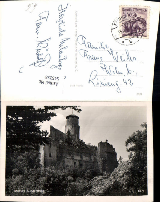 545238,Foto-AK Araburg bei Kaumberg
