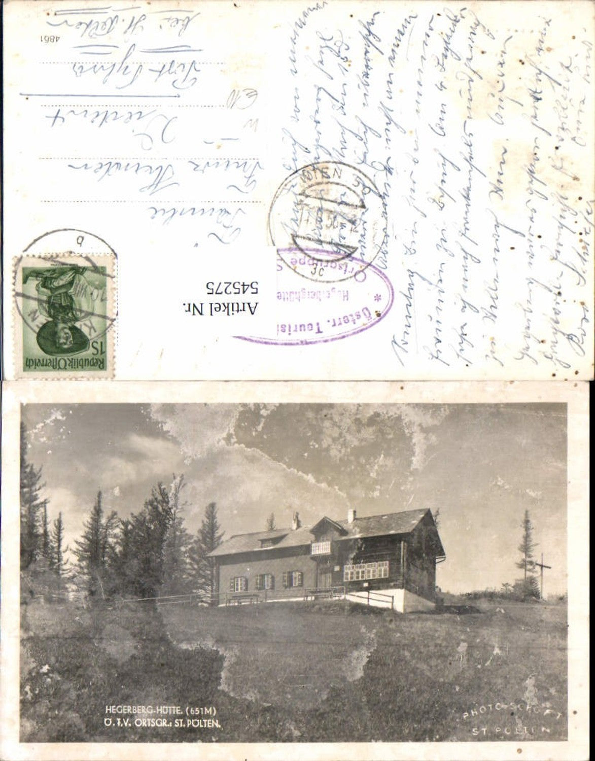 545275,tolle Foto-AK Hegerberg Hütte b. Stössng Kasten Böheimkirchen