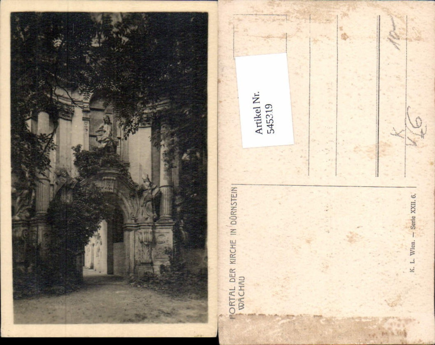 545319,tolle AK Dürnstein in der Wachau Portal pub Kilophot K.L. XXII. 6.