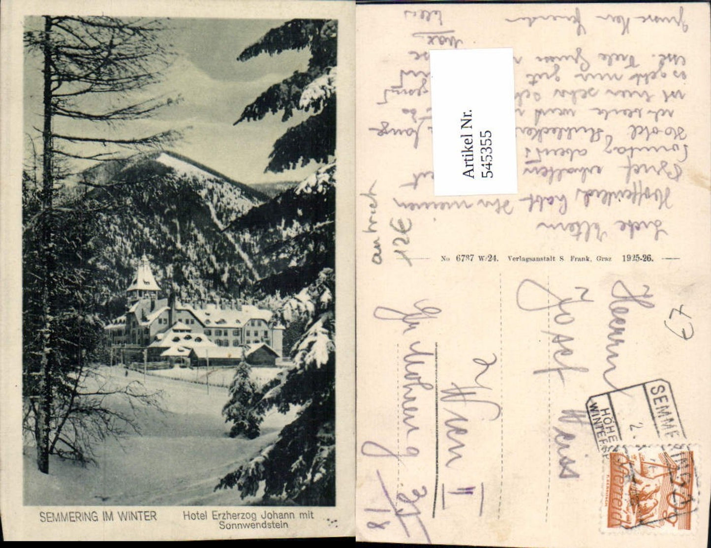 545355,Semmering im Winter Hotel Erzherzog Johann Sonnwendstein