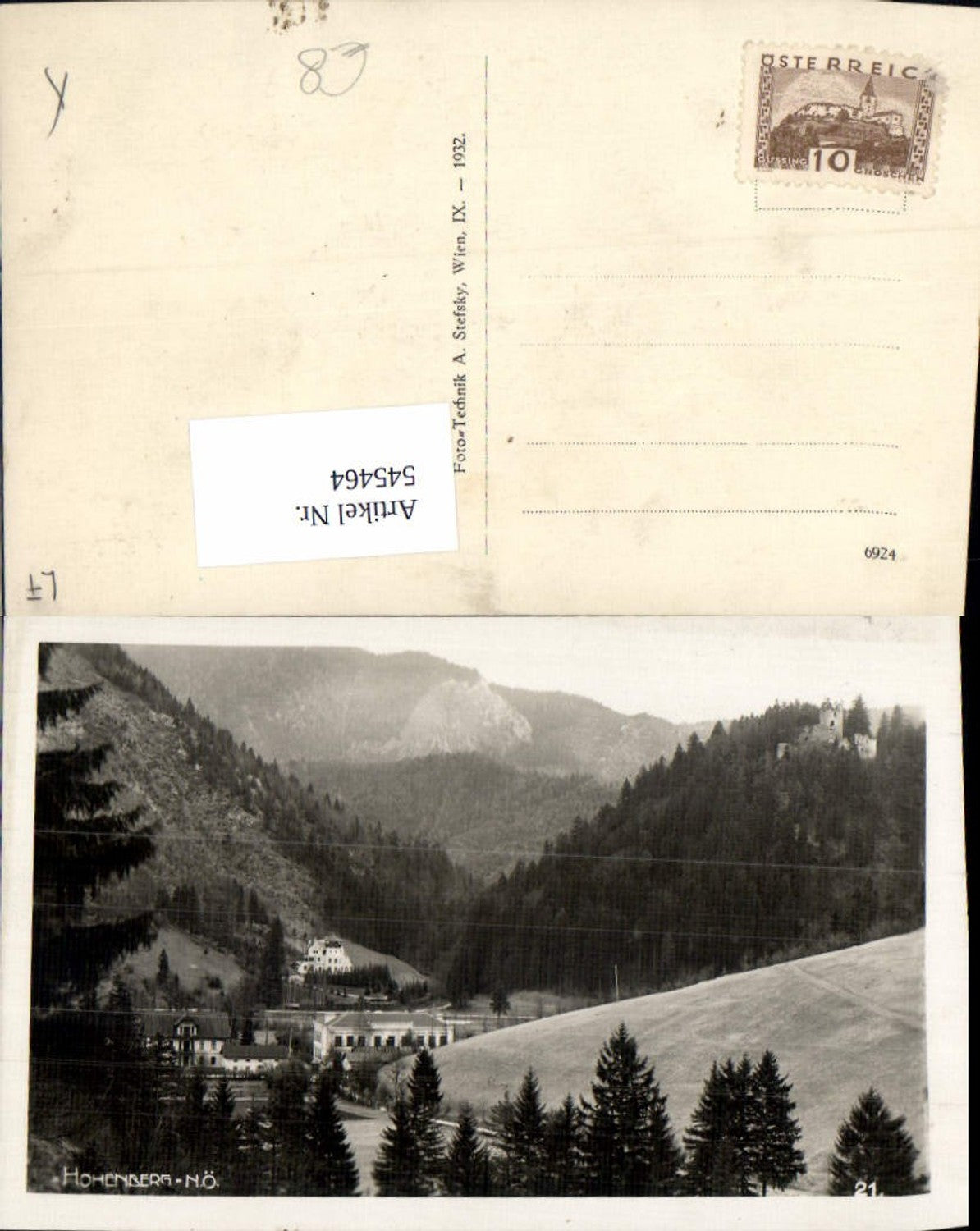 545464,tolle Foto-AK Hohenberg b. Lilienfeld