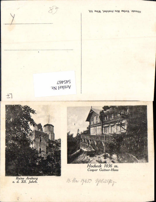 545467,Ruine Araburg b. Kaumberg Hocheck Caspar Geitner Haus