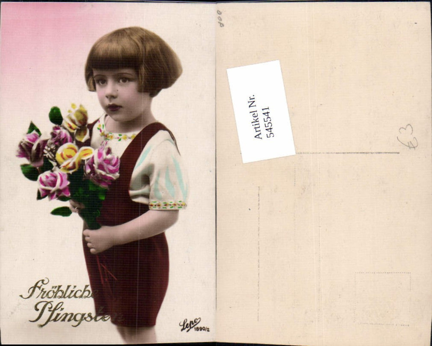 545541,Foto-AK Kinder kleines Mädchen Blumen Pfingsten