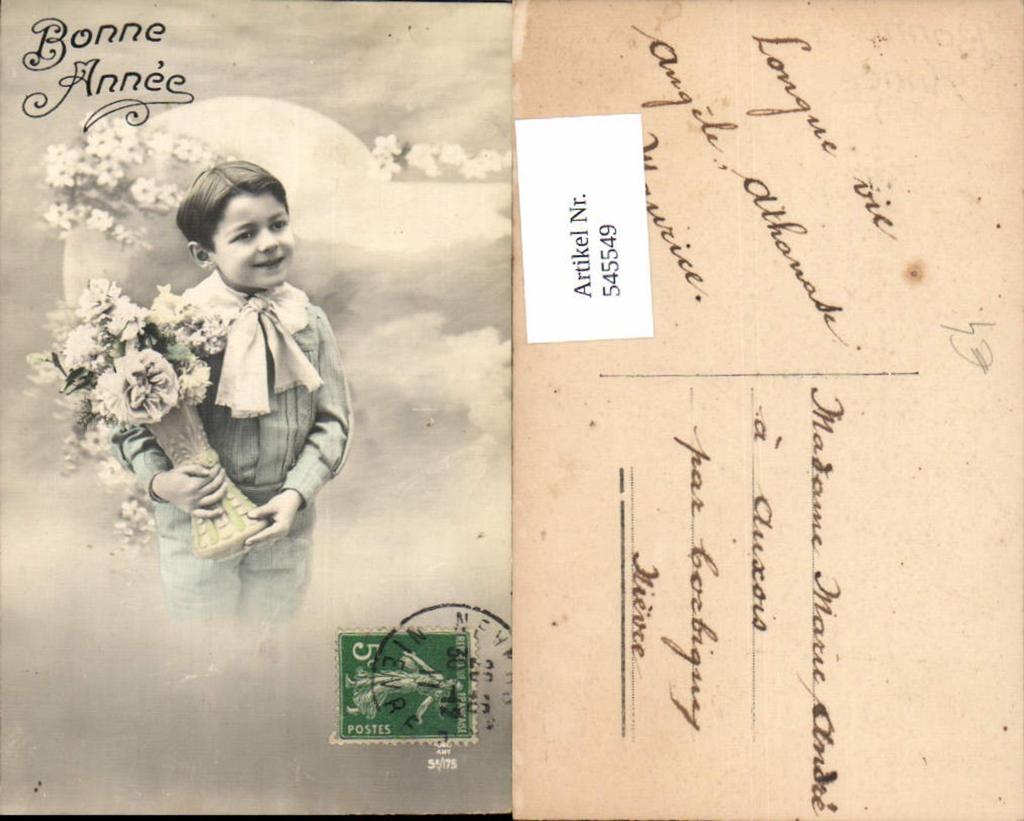545549,Foto-AK Kinder kleines Junge Bub Blumen Rosen