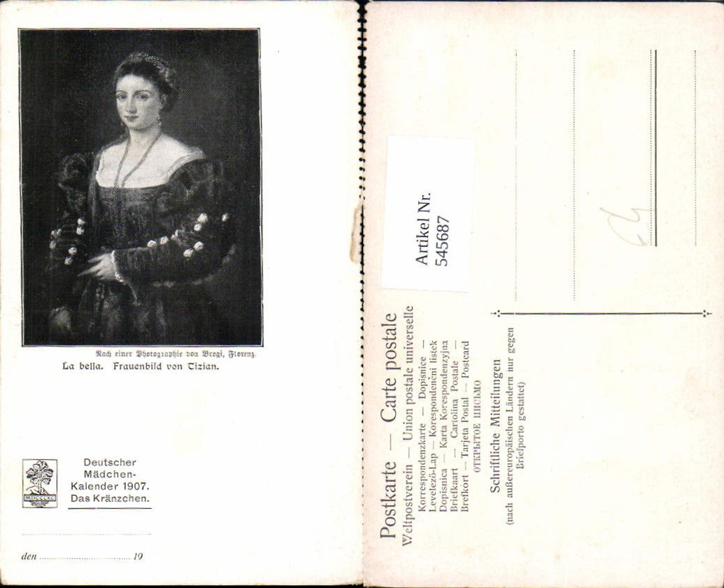 545687, Artist AK La bella Titian