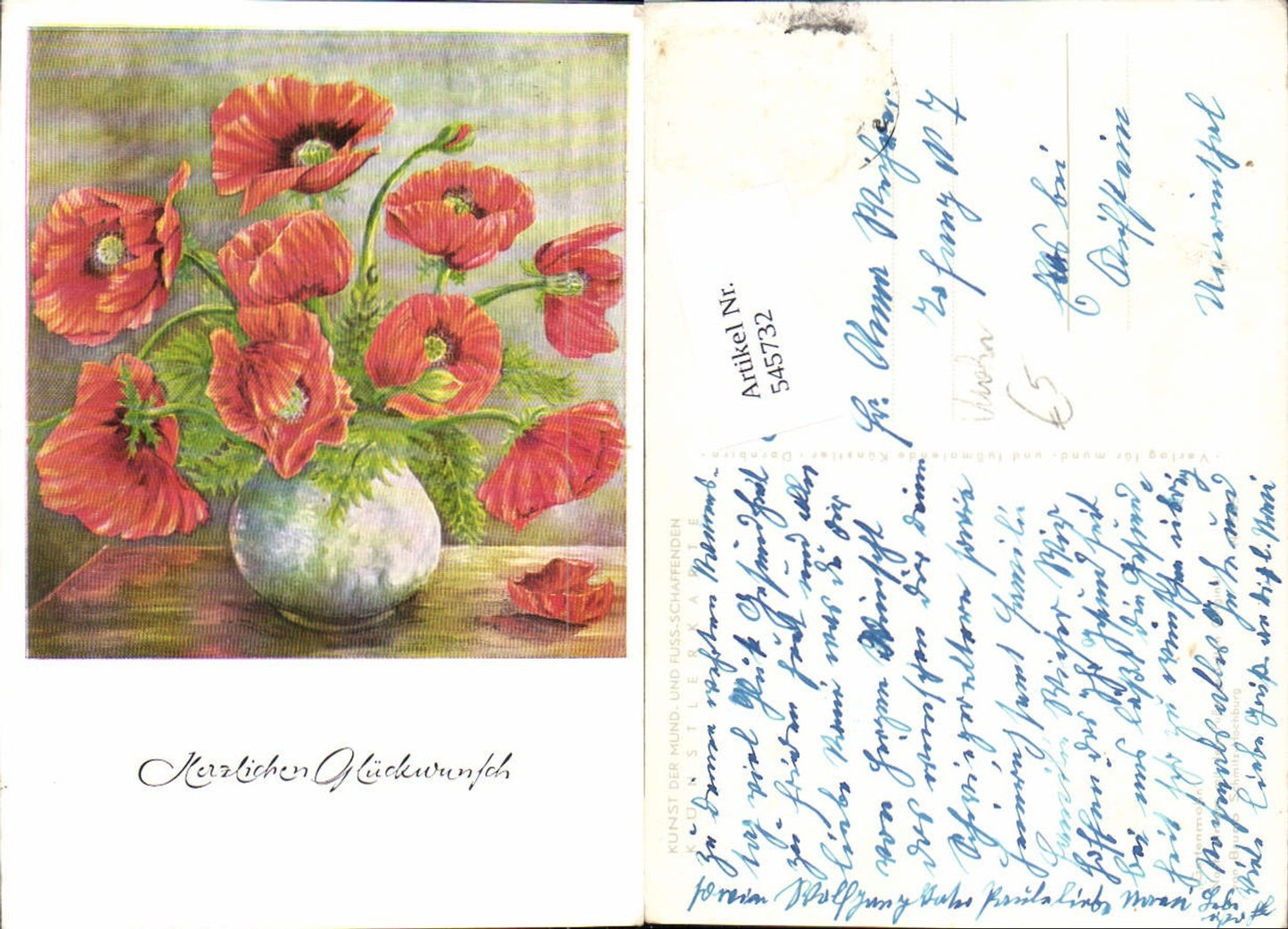 545732,Künstler AK Bruno Schmitz Mohn Mohnblume Klatschmohn Gartenmohn