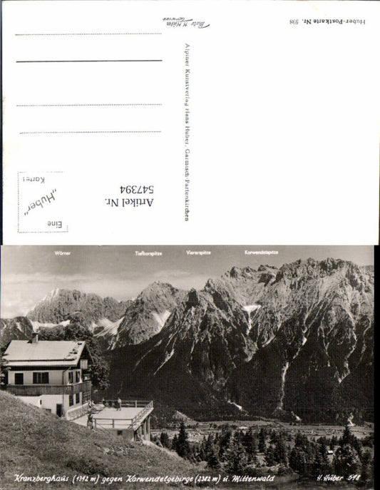547394,Mittenwald an der Isar Kranzberghaus Kranzberg pub Huber 598