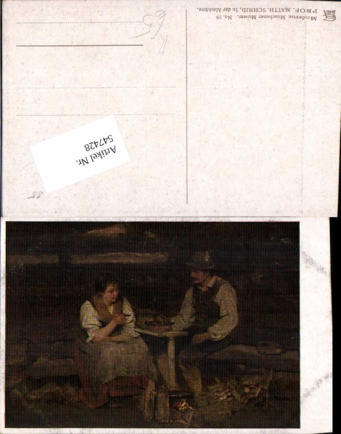 547428,Künstler AK Prof. Matthias Schmid in der Almhütte Hut Tracht Bauern