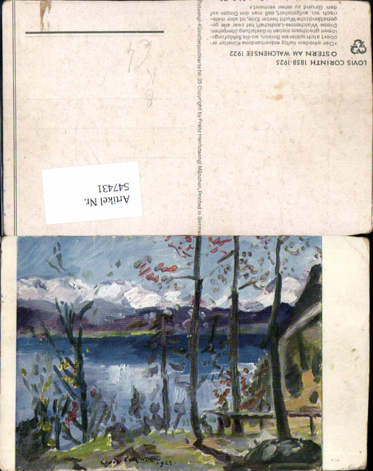 547431,Künstler AK Lovis Corinth Ostern am Walchensee