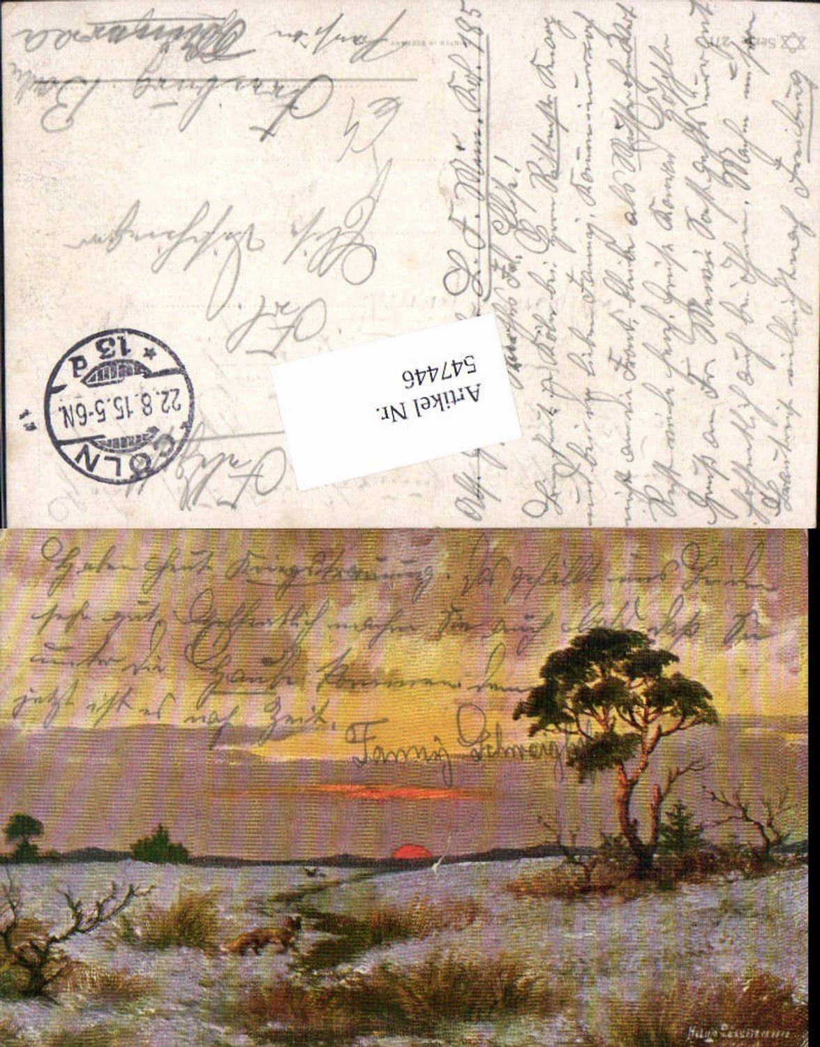 547446,Künstler AK Hugo Lissmann Sonnenuntergang Sonne Landschaft