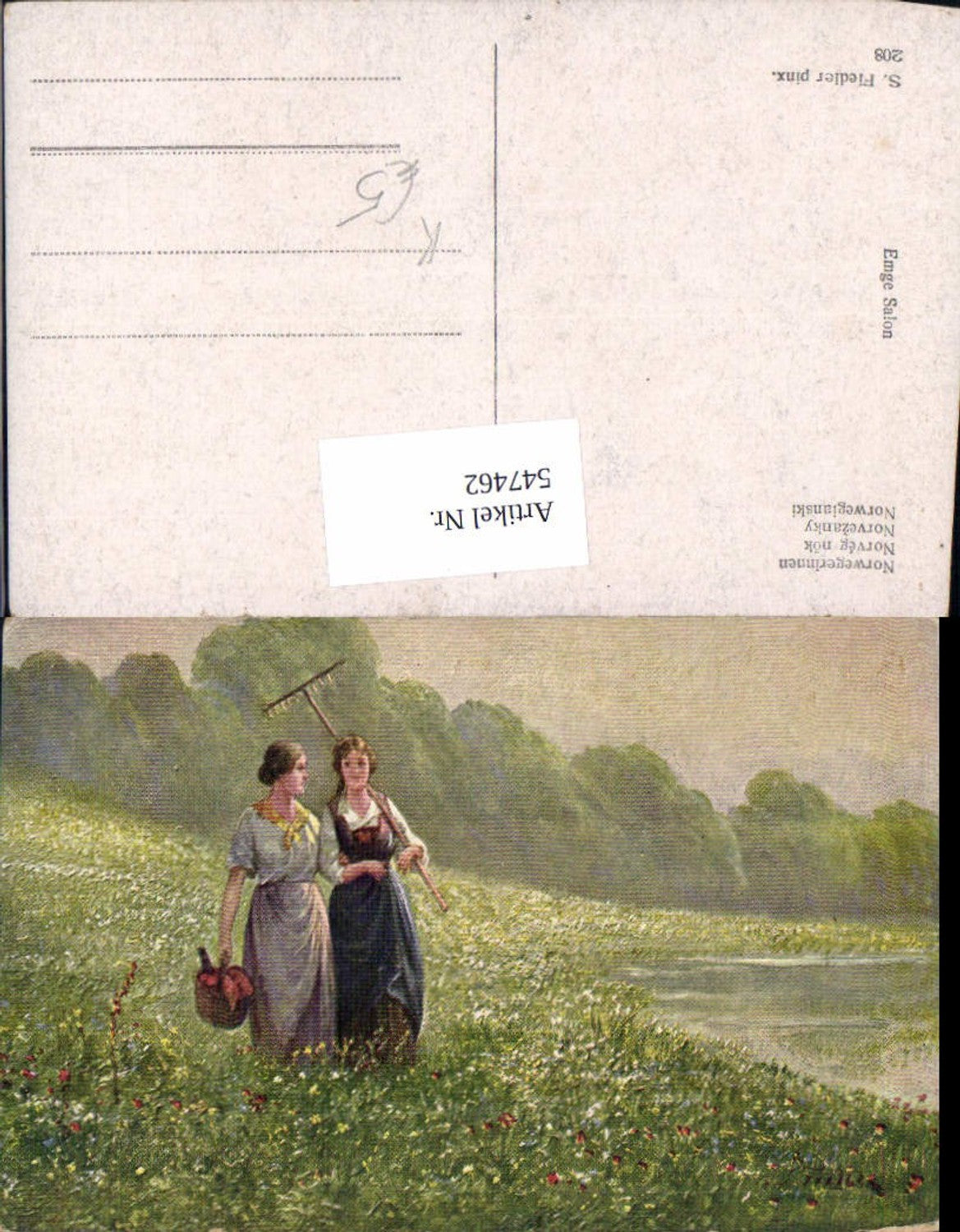 547462,Künstler AK S. Fiedler Norwegen Norway Norwegerinnen
